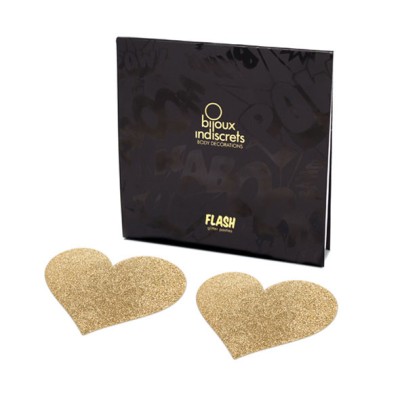 BIJOUX INDISCRETS PEZONERAS FLASH CORAZON DORADO