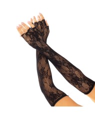 LEG AVENUE GUANTES SIN DEDOS RED FLORAL NEGRO