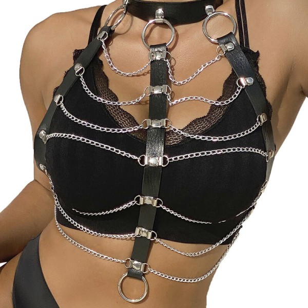 SUBBLIME ARNES DE PECHO CADENAS CUERO NEGRO TALLA UNICA
