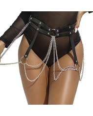 SUBBLIME CINTURON DE CADENAS ANILLAS CUERO NEGRO TALLA UNICA
