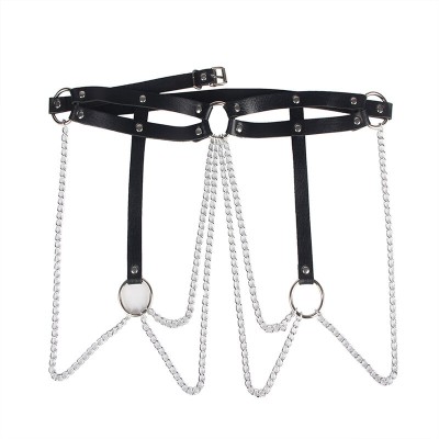 SUBBLIME CINTURON DE CADENAS ANILLAS CUERO NEGRO TALLA UNICA