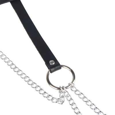 SUBBLIME CINTURON DE CADENAS ANILLAS CUERO NEGRO TALLA UNICA