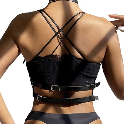 SUBBLIME ARNES DE PECHO ANILLAS DE CUERO NEGRO TALLA UNICA