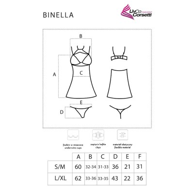 LIVCO CORSETTI FASHION BINELLA SET BABYDOLL TANGA NEGRO S M