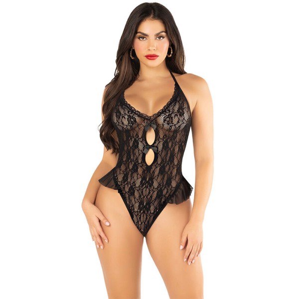 LEG AVENUE BODY CON LAZOS Y VOLANTES NEGRO TALLA UNICA
