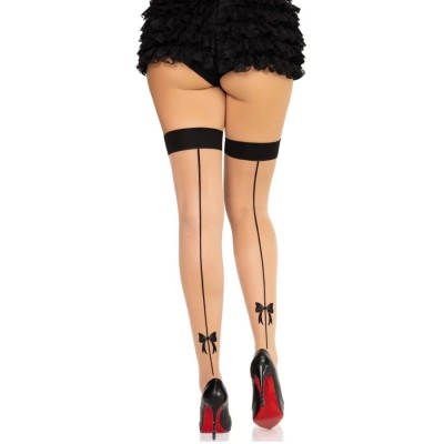 LEG AVENUE 1963 MEDIAS DE SPANDEX CON COSTURA TRASERA NEGRO TALLA UNICA