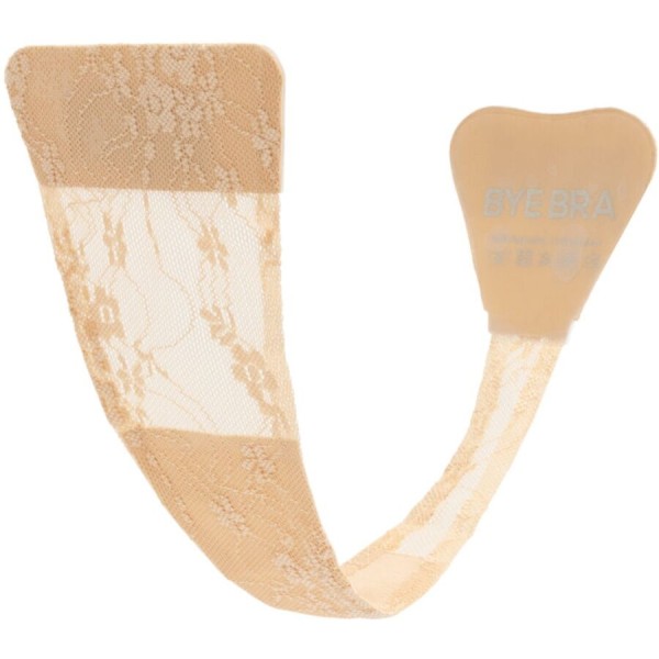 BYE BRA TANGA ADHESIVO ENCAJE BEIGE TALLA UNICA