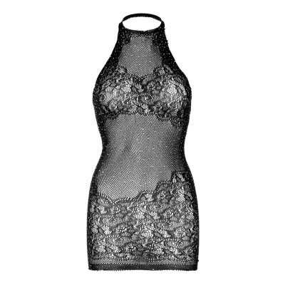 LEG AVENUE MINI VESTIDO CON PEDRERIA TALLA UNICA NEGRO