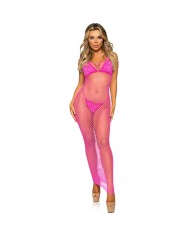 LEG AVENUE VESTIDO DE REJILLA LARGO FUCSIA TALLA UNICA