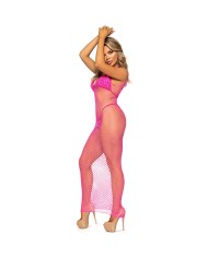 LEG AVENUE VESTIDO DE REJILLA LARGO FUCSIA TALLA UNICA