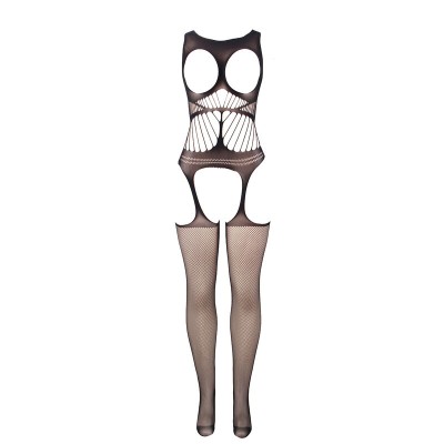 SUBBLIME 951900 BODYSTOCKING CROTCHLESS DE REJILLA CON COPA Y HOMBROS ABIERTOS NEGRO TALLA UNICA