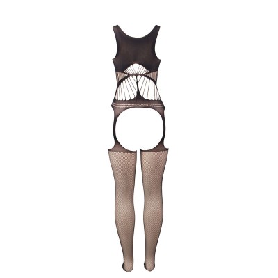SUBBLIME 951900 BODYSTOCKING CROTCHLESS DE REJILLA CON COPA Y HOMBROS ABIERTOS NEGRO TALLA UNICA