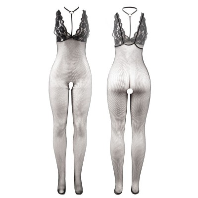 SUBBLIME 951993 BODYSTOCKING CROTCHLESS DE REJILLA TRANSPARENTE NEGRO TALLA UNICA