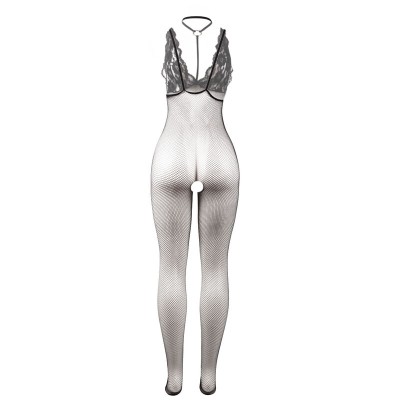 SUBBLIME 951993 BODYSTOCKING CROTCHLESS DE REJILLA TRANSPARENTE NEGRO TALLA UNICA