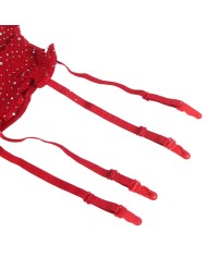SUBBLIME 952181 BODYSTOCKING DE REJILLA CON GUANTES Y DIAMANTES ROJO TALLA UNICA