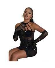 SUBBLIME 952235 VESTIDO DE REJILLA CON BRILLANTES NEGRO TALLA UNICA