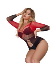SUBBLIME 952259 VESTIDO DE REJILLA ELASTICO MANGA LARGA DEGRADADO ROJO Y NEGRO TALLA UNICA