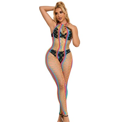 SUBBLIME 952358 BODYSTOCKING DE REJILLA CUELLO HALTER ARCOIRIS XS M
