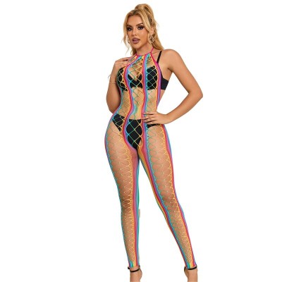 SUBBLIME 952358 BODYSTOCKING DE REJILLA CUELLO HALTER ARCOIRIS XS M