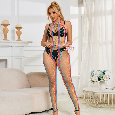 SUBBLIME 952358 BODYSTOCKING DE REJILLA CUELLO HALTER ARCOIRIS XS M