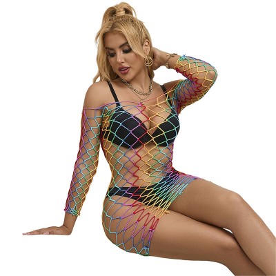 SUBBLIME 952426 VESTIDO DE REJILLA MANGA LARGA ARCOIRIS TALLA UNICA