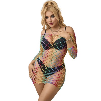 SUBBLIME 952426 VESTIDO DE REJILLA MANGA LARGA ARCOIRIS TALLA UNICA