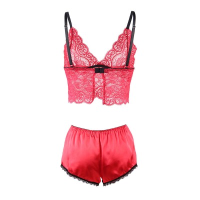 SUBBLIME 953904 SET 3 PIEZAS ENCAJE Y SATEN ROJO L XL