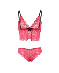 SUBBLIME 953904 SET 3 PIEZAS ENCAJE Y SATEN ROJO L XL