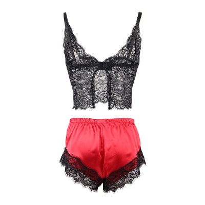 SUBBLIME 953966 PIJAMA SEXY SATEN Y ENCAJE NEGRO ROJO L XL