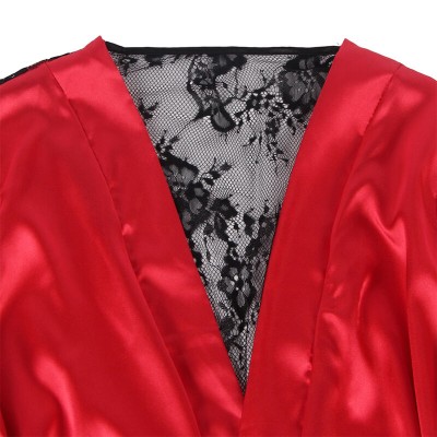 SUBBLIME 954017 CAMISON DE ENCAJE ESPALDA TRANSPARENTE TANGA ROJO NEGRO S M