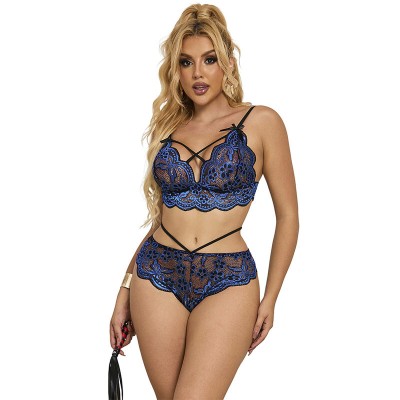 SUBBLIME 954062 SUJETADOR PANTIES ENCAJE AZUL S M