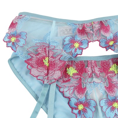 SUBBLIME 954109 SUJETADOR PANTIES CON LIGUERO DISENO FLORAL AZUL S M
