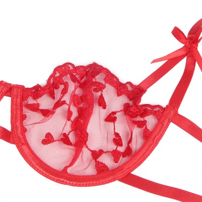 SUBBLIME 954338 SUJETADOR TANGA LIGUEROS ESTAMPADO DE CORAZONES ROJO L XL