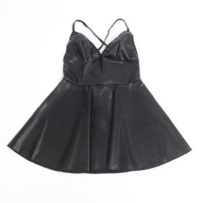 SUBBLIME 955380 VESTIDO CON TIRANTES DE CUERO NEGRO L XL