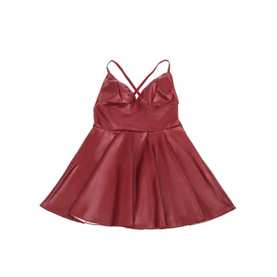 SUBBLIME 955397 VESTIDO CON TIRANTES DE CUERO BURDEOS S M