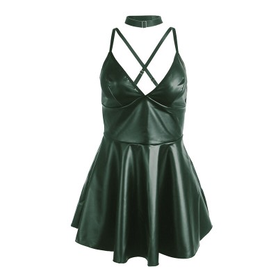 SUBBLIME 955441 VESTIDO CON TIRANTES DE CUERO VERDE L XL