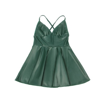 SUBBLIME 955441 VESTIDO CON TIRANTES DE CUERO VERDE L XL