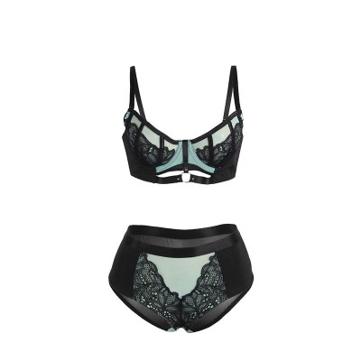 SUBBLIME 955557 CONJUNTO SUJETADOR CON CREMALLERA DE MALLA DE CHAROL VERDE S M