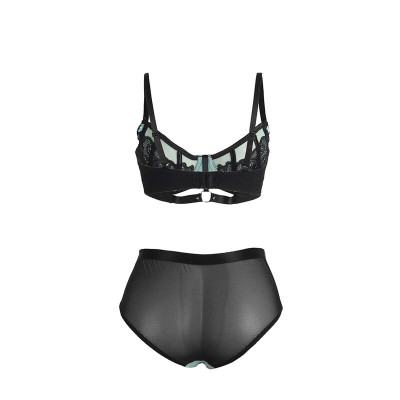 SUBBLIME 955557 CONJUNTO SUJETADOR CON CREMALLERA DE MALLA DE CHAROL VERDE S M