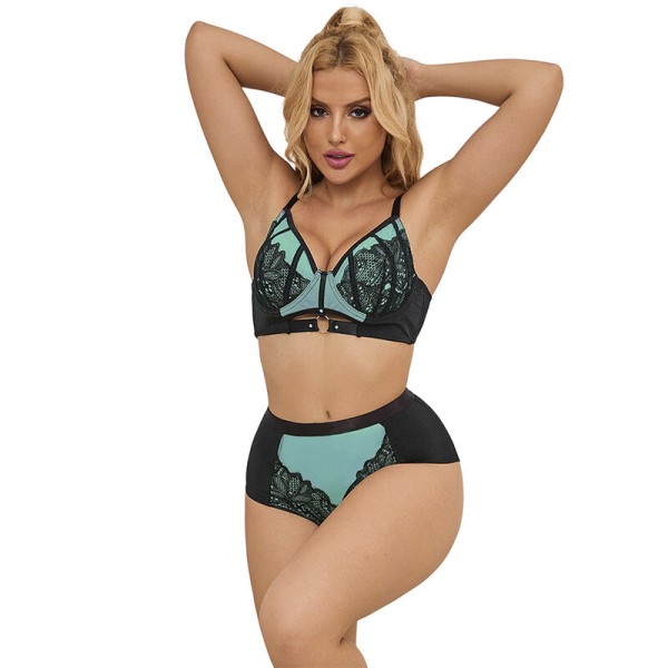 SUBBLIME 955564 CONJUNTO SUJETADOR CON CREMALLERA DE MALLA DE CHAROL VERDE L XL