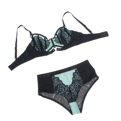 SUBBLIME 955564 CONJUNTO SUJETADOR CON CREMALLERA DE MALLA DE CHAROL VERDE L XL