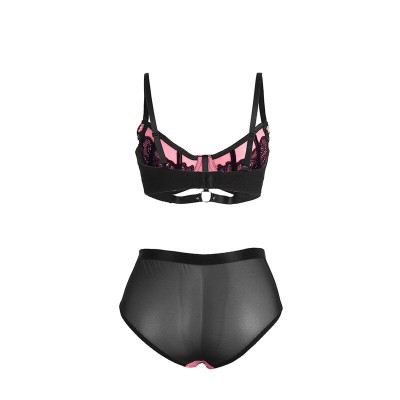 SUBBLIME 955588 CONJUNTO SUJETADOR CON CREMALLERA DE MALLA DE CHAROL ROSA L XL