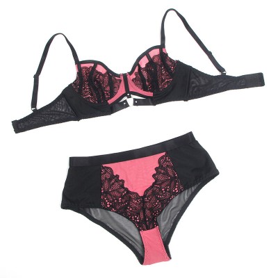 SUBBLIME 955588 CONJUNTO SUJETADOR CON CREMALLERA DE MALLA DE CHAROL ROSA L XL