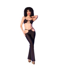 CHILIROSE CR 4851 SET TOP NEGRO Y LEGGINS CON COMPLEMENTOS DORADOS S