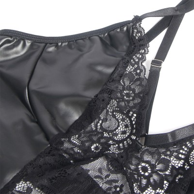 SUBBLIME 957520 VESTIDO DE CUERO CON ENCAJE FLORAL NEGRO S M