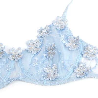 SUBBLIME 957629 CONJUNTO SUJETADOR Y PANTIES CON BORDADOS DE FLORES CELESTE S M