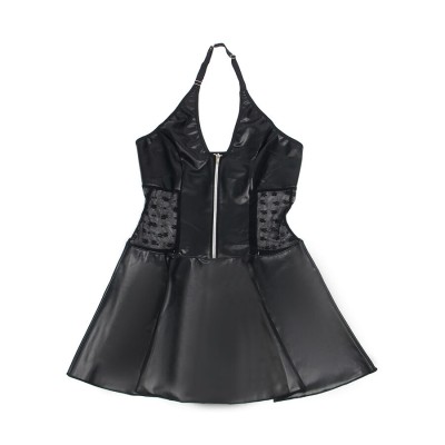 SUBBLIME 957704 VESTIDO DE CUERO CON CREMALLERA Y ENCAJE NEGRO S M