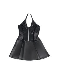 SUBBLIME 957704 VESTIDO DE CUERO CON CREMALLERA Y ENCAJE NEGRO S M