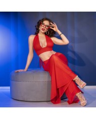CHILIROSE CR 4857 SET TOP Y PANTALONES ROJO TALLA S