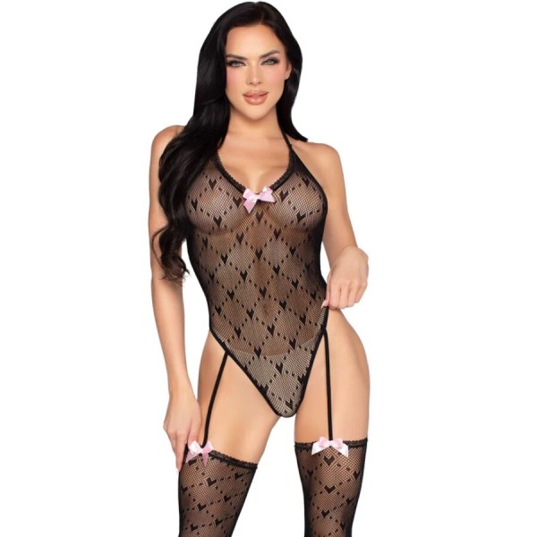 LEG AVENUE 89360 BODY CON LIGUERO Y ESPALDA ABIERTA NEGRO TALLA UNICA